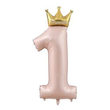 Фольга цифра 1 рожева з короною Princess (в інд. уп) (Китай) T-240 фото
