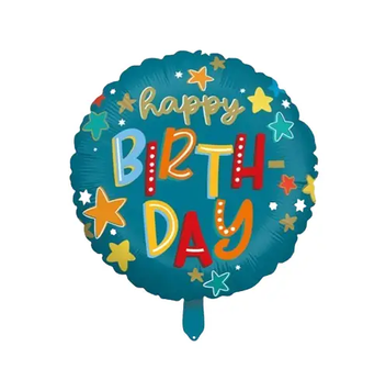 Фольга 18" (45см) "Happy birthday бірюзове коло" (Китай) 17896 фото