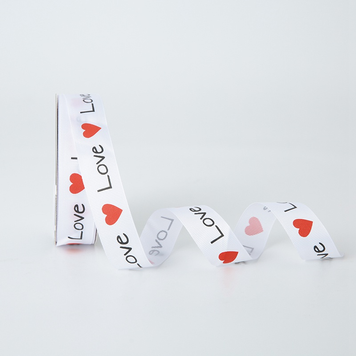 Стрічка поліестер 2,5 см "Love Серця" біла 4500-2 фото