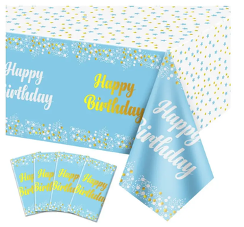 Дитяча скатертина на стіл "Happy Birthday конфетті на блакитному" (137*183) 2815-0019 фото