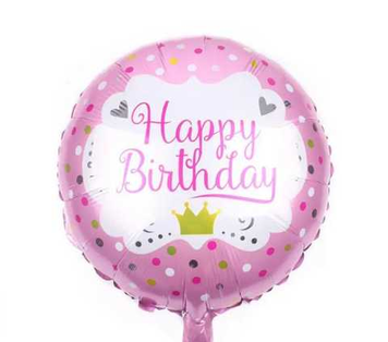 Фольга 18" (45см) "Happy Birthday корона рожевий фон" (Китай) 5874 фото