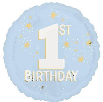 Фольга 18" (45см) "Блакитний 1st birthday" (Китай) Т-6855 фото