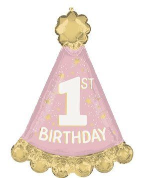 Фольгована фігура "Ковпачок Рожевий 1st birthday в інд. уп." Китай Т-6790 фото