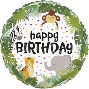Фольга 18" (45см) "Сафарі Happy Birthday" (Китай) Т-308 фото