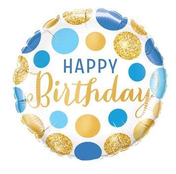 Фольгований круг "Happy Birthday" з великими блакитними кружечками 18" (45см) BV-5657 фото