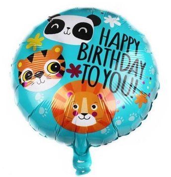 Фольга 18" (45см) "Happy Birthday панда, тигр, лев" (Китай) 6920 фото