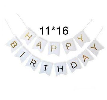 Гірлянда літери Happy Birthday Золото на Білому 4755 фото