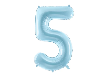 Фольгована цифра 5 Блакитна PartyDeco FB1P-5-001J фото
