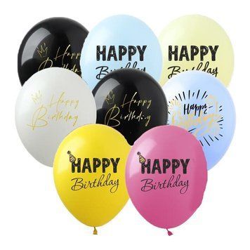 Кульки (20 шт.) ТМ Show (1 ст.) 12" (Happy Birthday mix) mix-1-20 фото