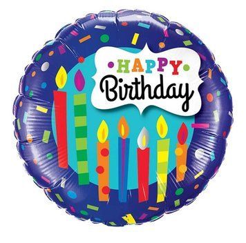 Фольга 18" (45см) "HAPPY BIRTHDAY свічки на синьому коло" (Китай) 01526 фото