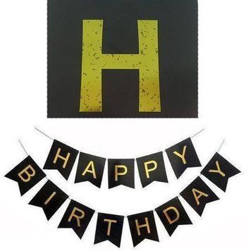 Гірлянда літери Великі Happy Birthday чорні 7229 фото
